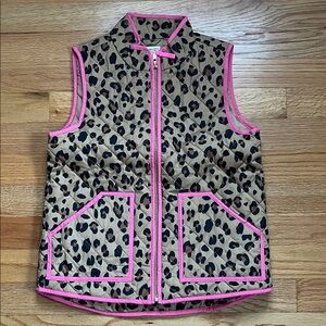 Crewcuts Leopard Print Vest with Pink Accents